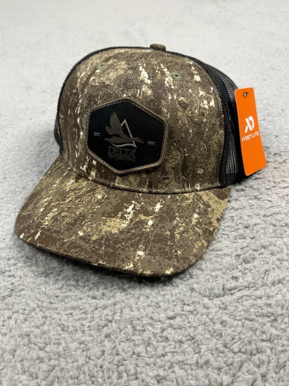 First Lite Delta Hat w/ Patch - SnapBack Cache Camo Hunting